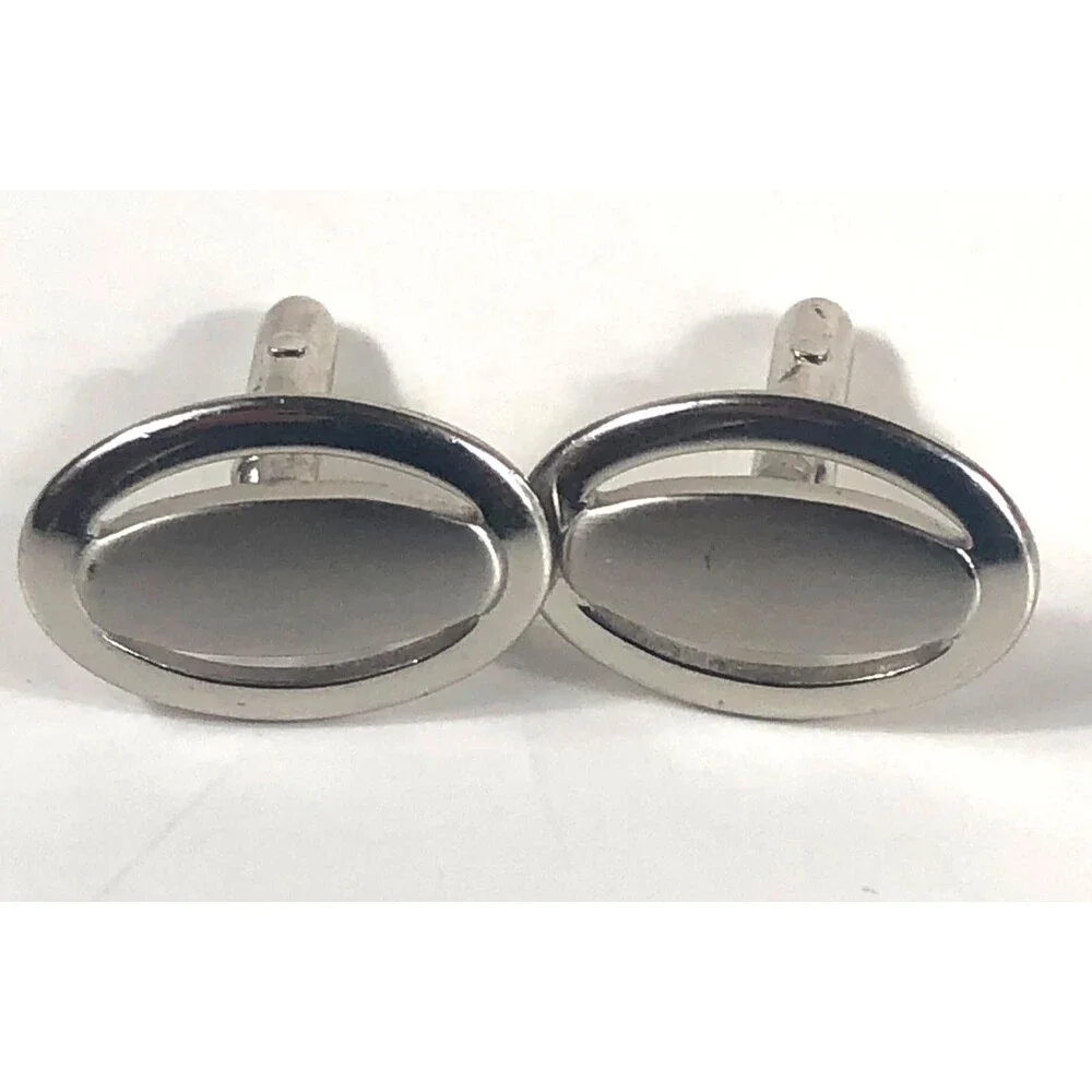 Vintage SWANK Error Cufflinks Silver Tone Oval .75 x 1 Novelty 